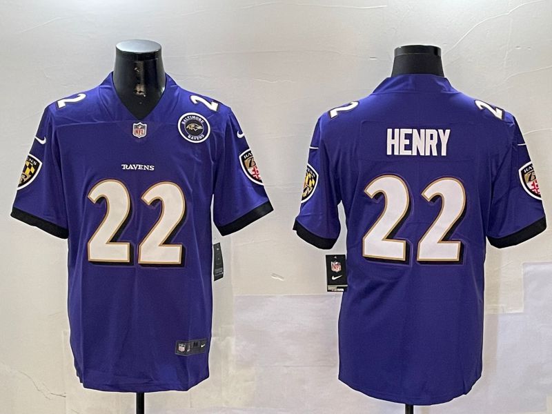 Men Baltimore Ravens #22 Henry Purple Second generation 2024 Nike Limited NFL Jersey style 2->baltimore ravens->NFL Jersey